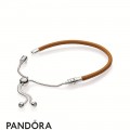 Women's Pandora Sliding Golden Tan Leather Bracelet