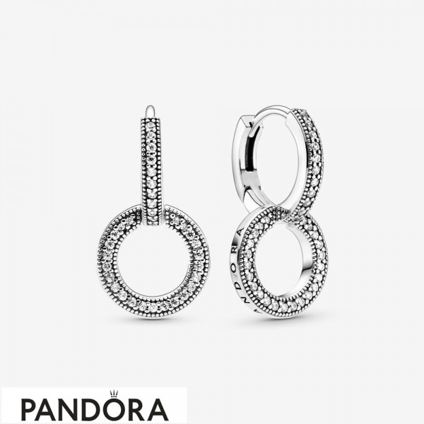 Women's Pandora Sparkling Double Hoop Earrings