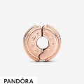 Women's Pandora Sparkling Pave Lines And Logo Clip