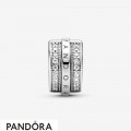 Women's Pandora Sparkling Pave Lines And Logo Cz Clip