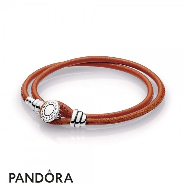 Women's Pandora Spicy Orange Double Leather Bracelet