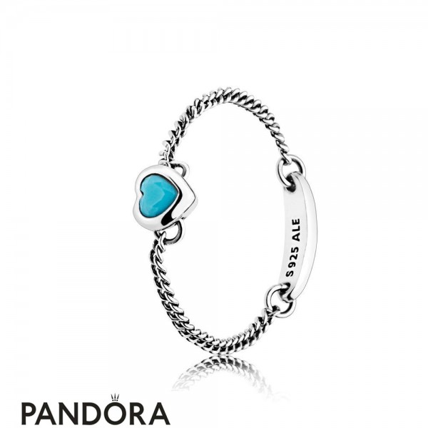 Women's Pandora Spirited Heart Ring Cyan Blue Crystal