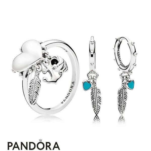 Women's Pandora Spritual Symbols Ring And Earring Set