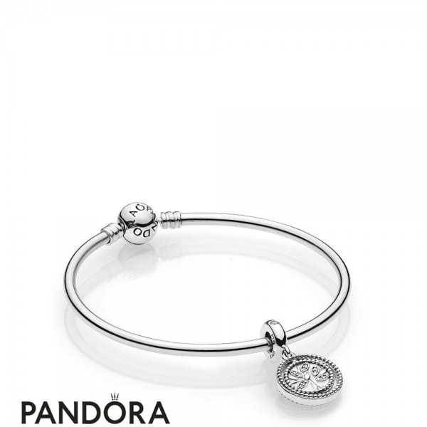 Women's Pandora Sterling Silver Family Tree Bangle Gift Set