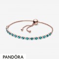Women's Pandora Turquoise Sparkling Slider Tennis Bracelet