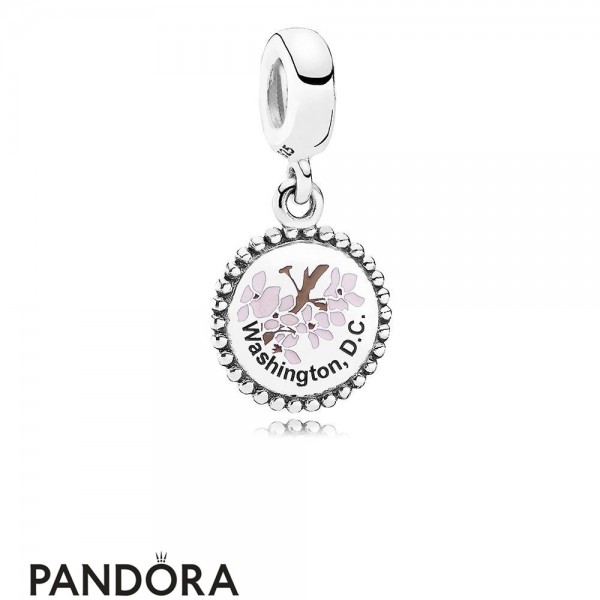 Women's Pandora Washington DC Cherry Blossom Dangle Charm Mixed Enamel