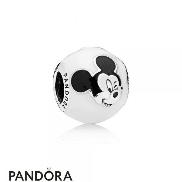 Pandora Winter Collection Disney Expressive Mickey Charm White Black Enamel
