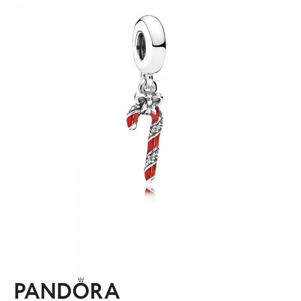 Pandora Winter Collection Sparkling Candy Cane Pendant Charm Berry Red Enamel