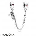 Women's Pandora Disney Climbing Mickey Safety Chain Red Cz