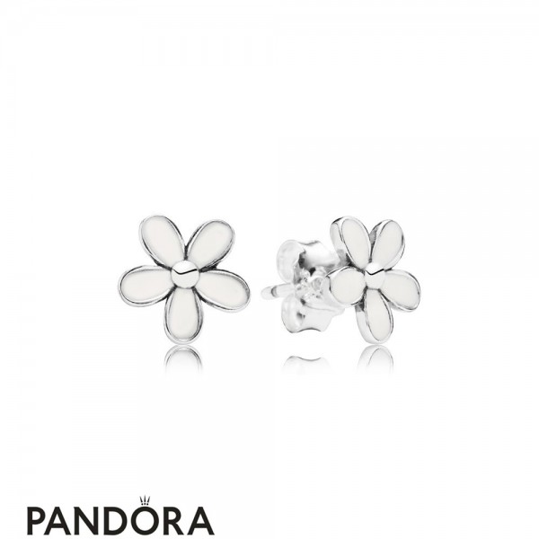 Pandora Earrings Darling Daisies Stud Earrings White Enamel