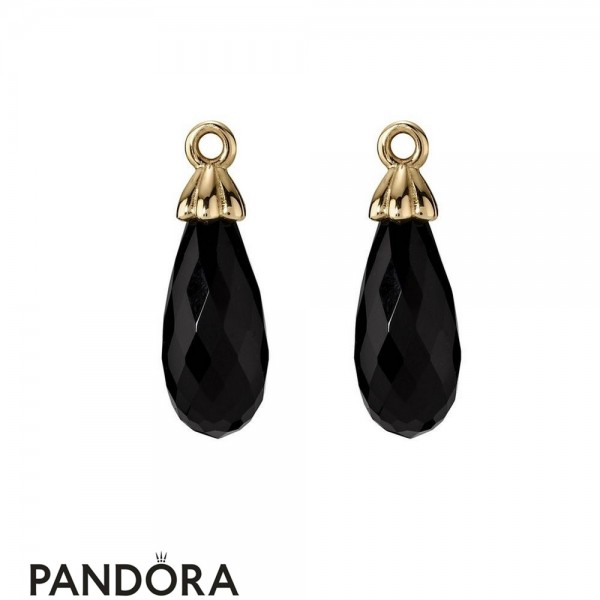 Pandora Earrings Intuition Earring Charms 14K Gold Black Onyx
