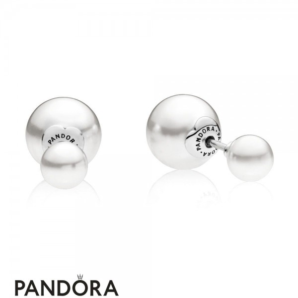 Pandora Earrings Luminous Drops Stud Earrings White Crystal Pearl
