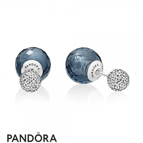 Pandora Earrings Shimmering Drops Midnight Blue Crystals