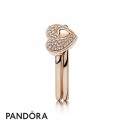 Women's Pandora Inspiration Blushing Rose Puzzle Ring Stack