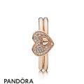 Women's Pandora Inspiration Blushing Rose Puzzle Ring Stack