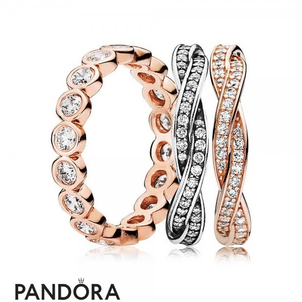 Pandora Rose Alluring Braided Ring Stack