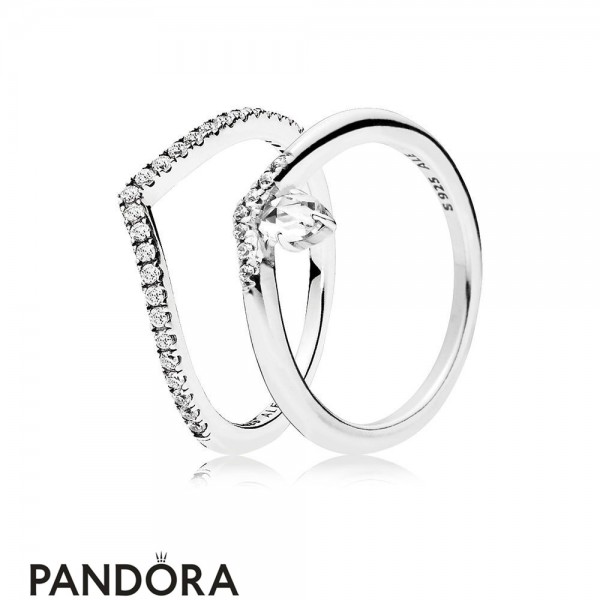 Women's Pandora Shimmering Classic Wish Ring Stack