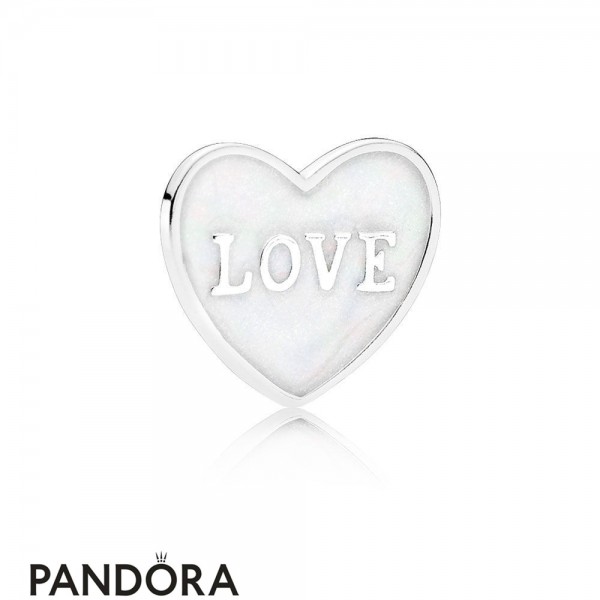 Pandora Lockets Love Heart Plate Small Silver Enamel