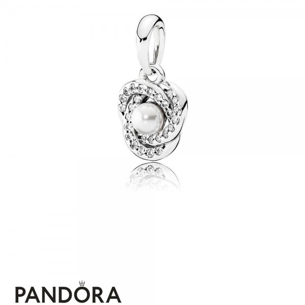 Pandora Pendants Luminous Love Knot Pendant White Crystal Pearl