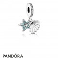 Pandora Pendants Tropical Starfish Sea Shell Pendant Charm Frosty Mint Clear
