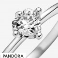 Women's Pandora Colorless Heart Solitaire Rings