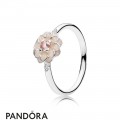 Pandora Rings Blooming Dahlia Ring Cream Enamel Blush Pink