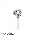 Pandora Rings Luminous Love Knot Ring White Crystal Pearl