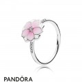 Pandora Rings Magnolia Bloom Ring Pale Cerise Enamel Pink Cz