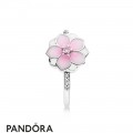 Pandora Rings Magnolia Bloom Ring Pale Cerise Enamel Pink Cz