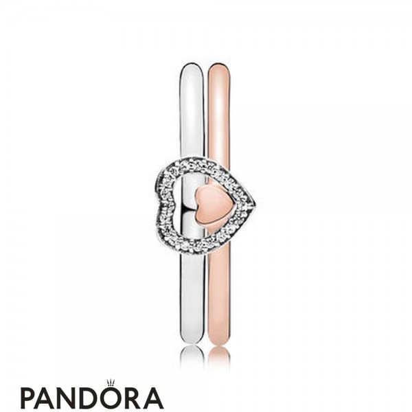 Pandora Rings Pandora Two Become One Puzzle Rose Ring Set Brands