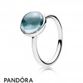 Pandora Rings Poetic Droplet Ring Aqua Blue Crystal