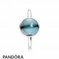 Pandora Rings Poetic Droplet Ring Aqua Blue Crystal