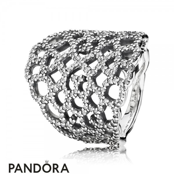 Pandora Rings Shimme 925 Silver Fancy Ring Lace Fancy Ring